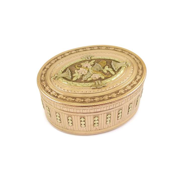 Louis XV vari-coloured oval gold box by Pierre Cerneau,